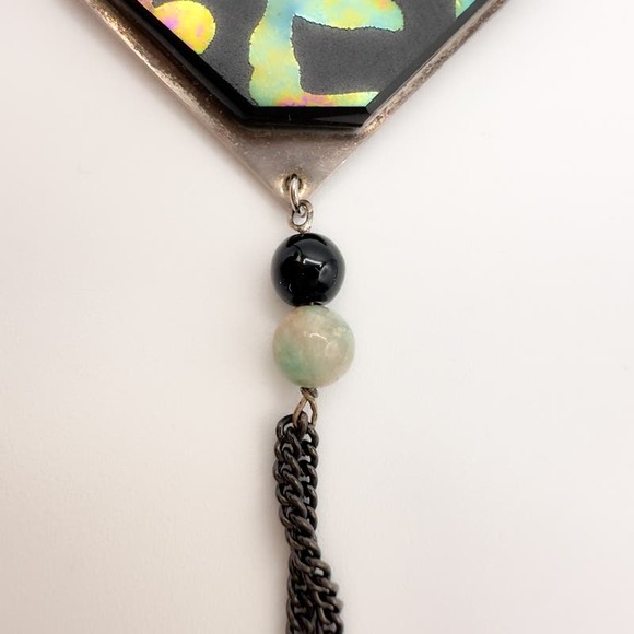 Alone Larsen Sterling Silver Brooch Modernist w Inlay Tassel "Romance Series" - Picture 13 of 13